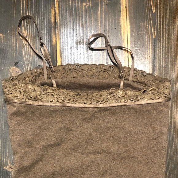 Express Brown Lace Trim Tank Top w/Built in Bra & Adjustable Straps SZ XS - Picture 3 of 6